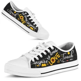 1St Grade Teach Sunflower Low Top Shoes, Teacher Shoes, Low Top Sneakers