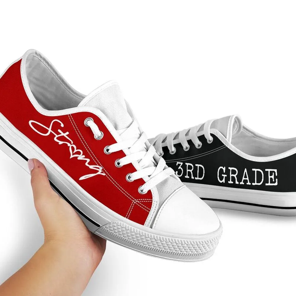 3Rd Grade Strong Red Black Shoes, Teacher Shoes, Low Top Sneakers