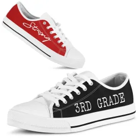 3Rd Grade Strong Red Black Shoes, Teacher Shoes, Low Top Sneakers