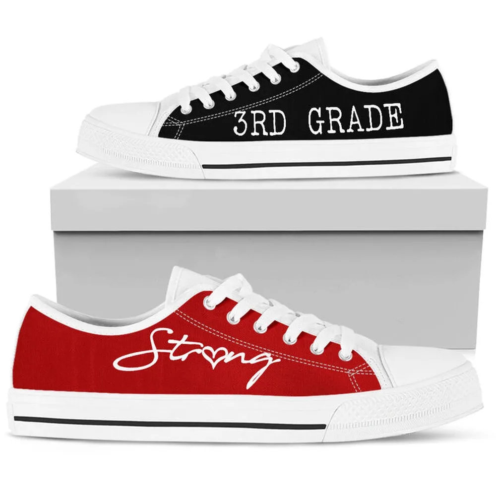 3Rd Grade Strong Red Black Shoes, Teacher Shoes, Low Top Sneakers