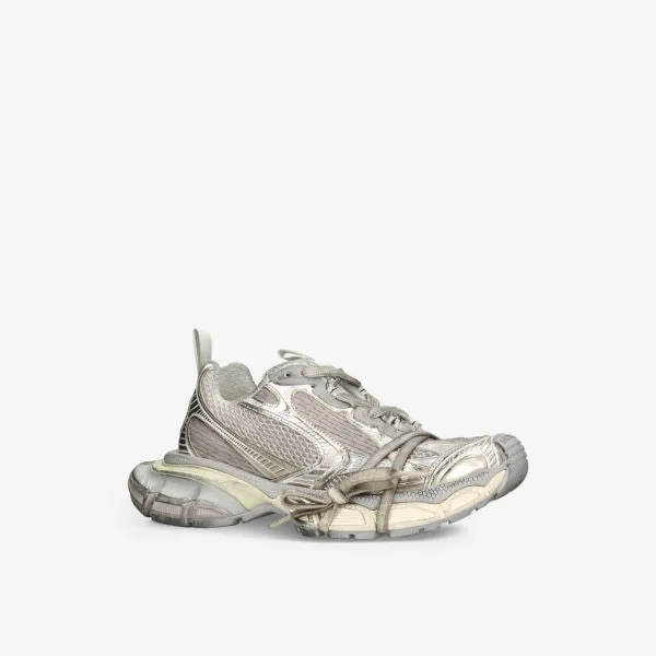 3XL Mesh Sneaker with Embossed Balenciaga Logo, White