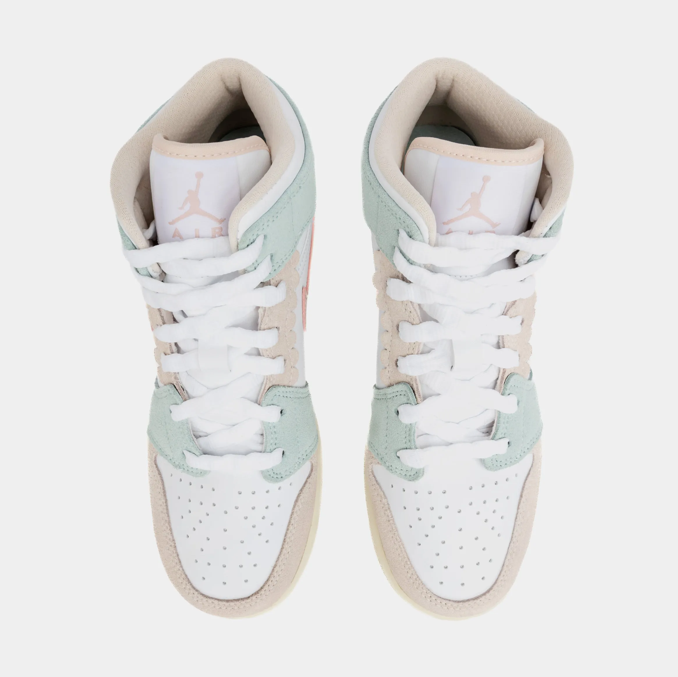 Air Jordan 1 Retro Mid SE Pink Oxford Grade School Lifestyle Shoes (Pink Oxford/Jade Ice)