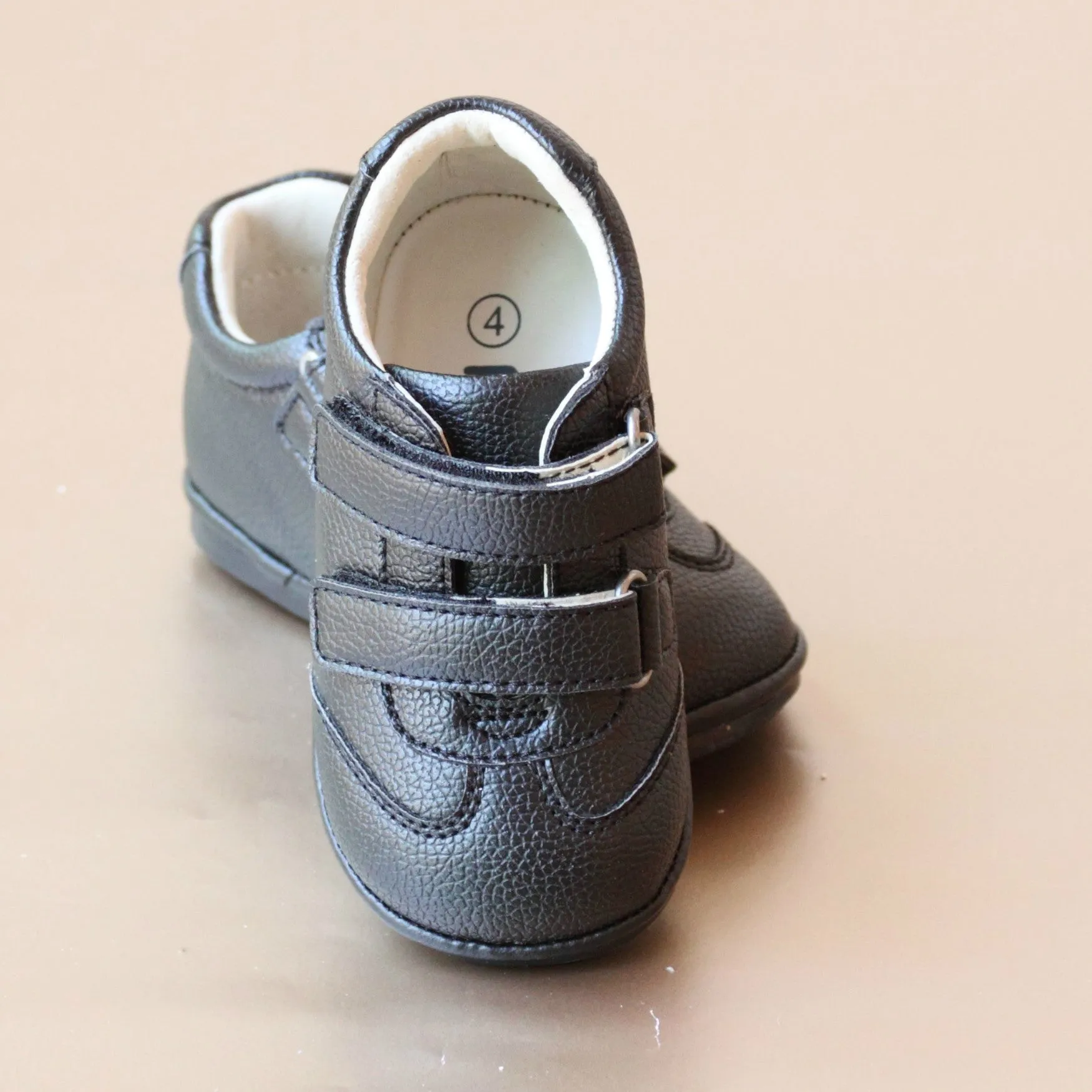 Angel Baby Boys Double Strap Sporty Leather Sneaker