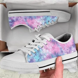 Blue Pink Cotton Candy Abstract Art Low Top Shoes, Low Top Sneaker, Low Top Canvas Shoes