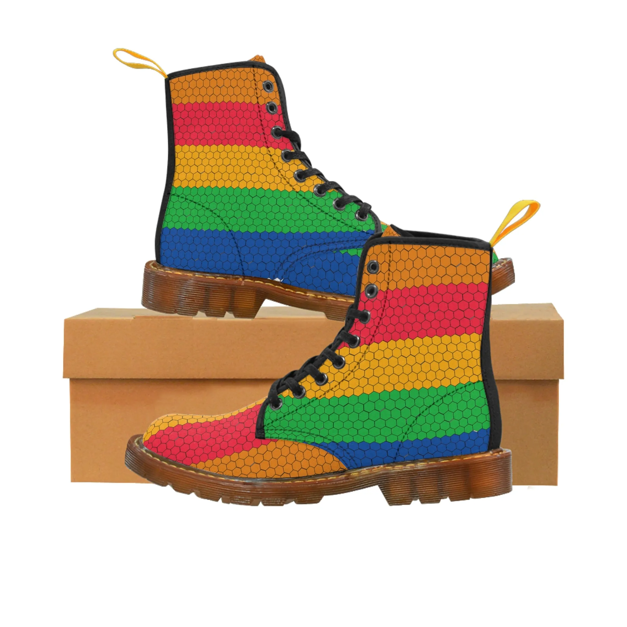 Bubbles LGBTQ Canvas Boots /White /Pride Flag