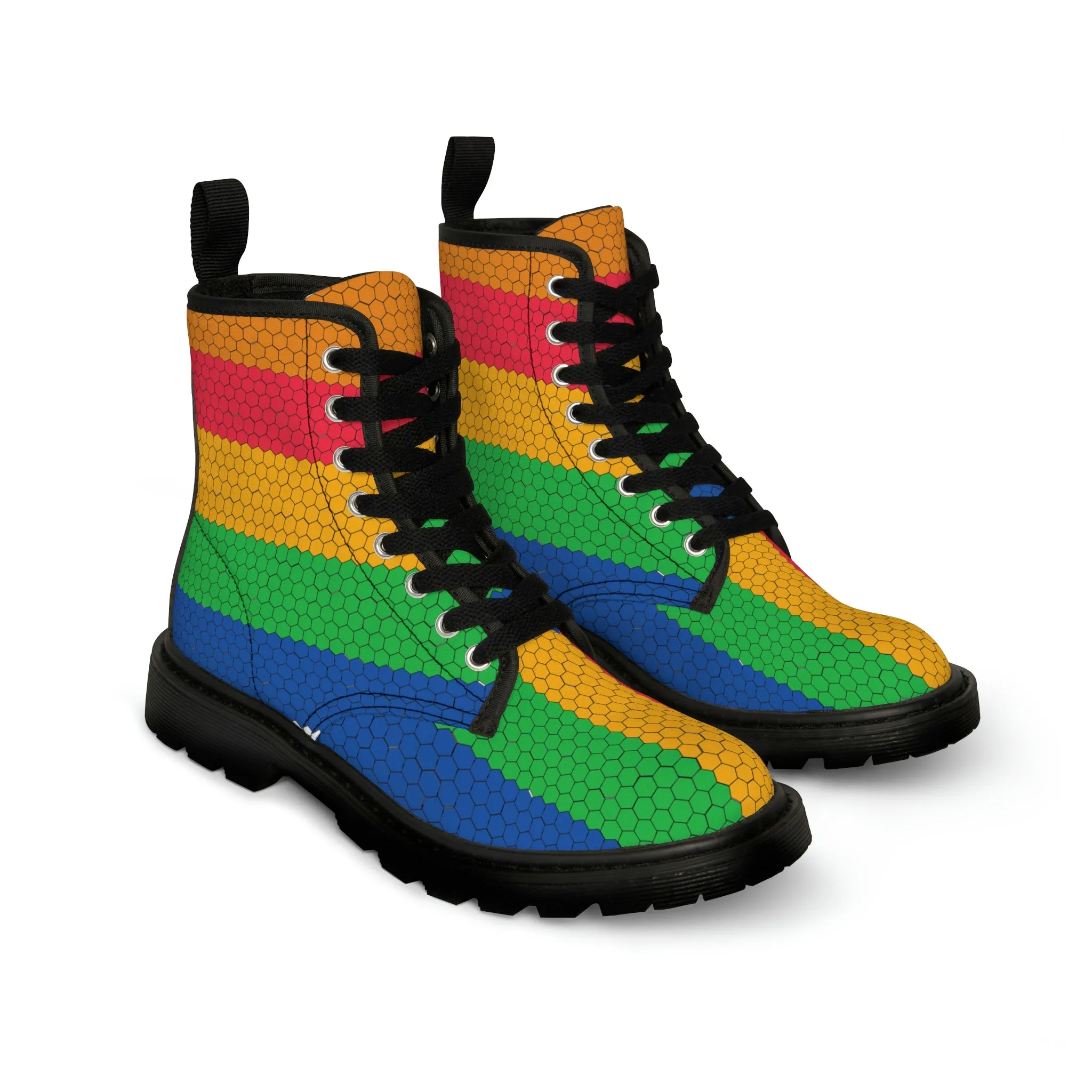 Bubbles LGBTQ Canvas Boots /White /Pride Flag