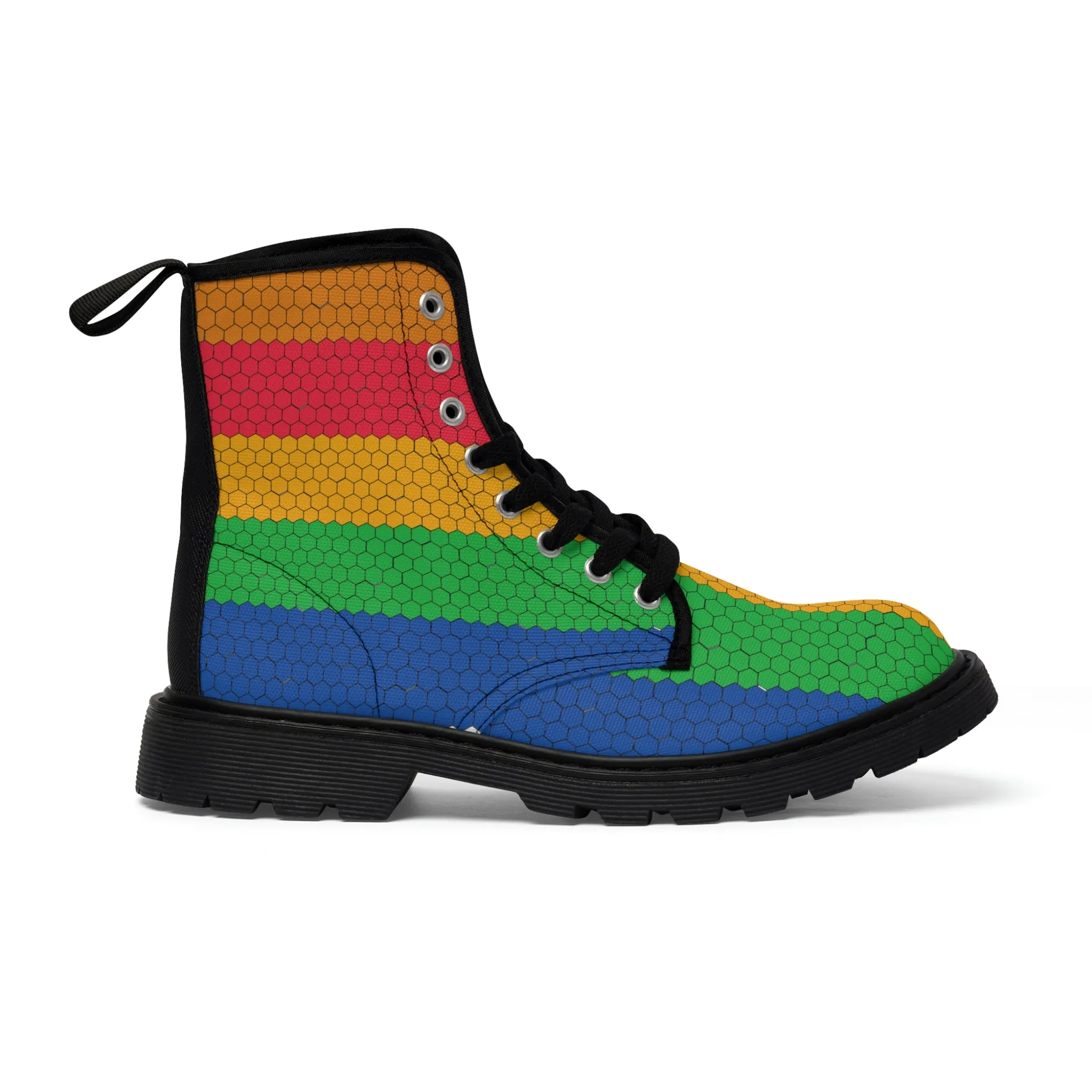 Bubbles LGBTQ Canvas Boots /White /Pride Flag