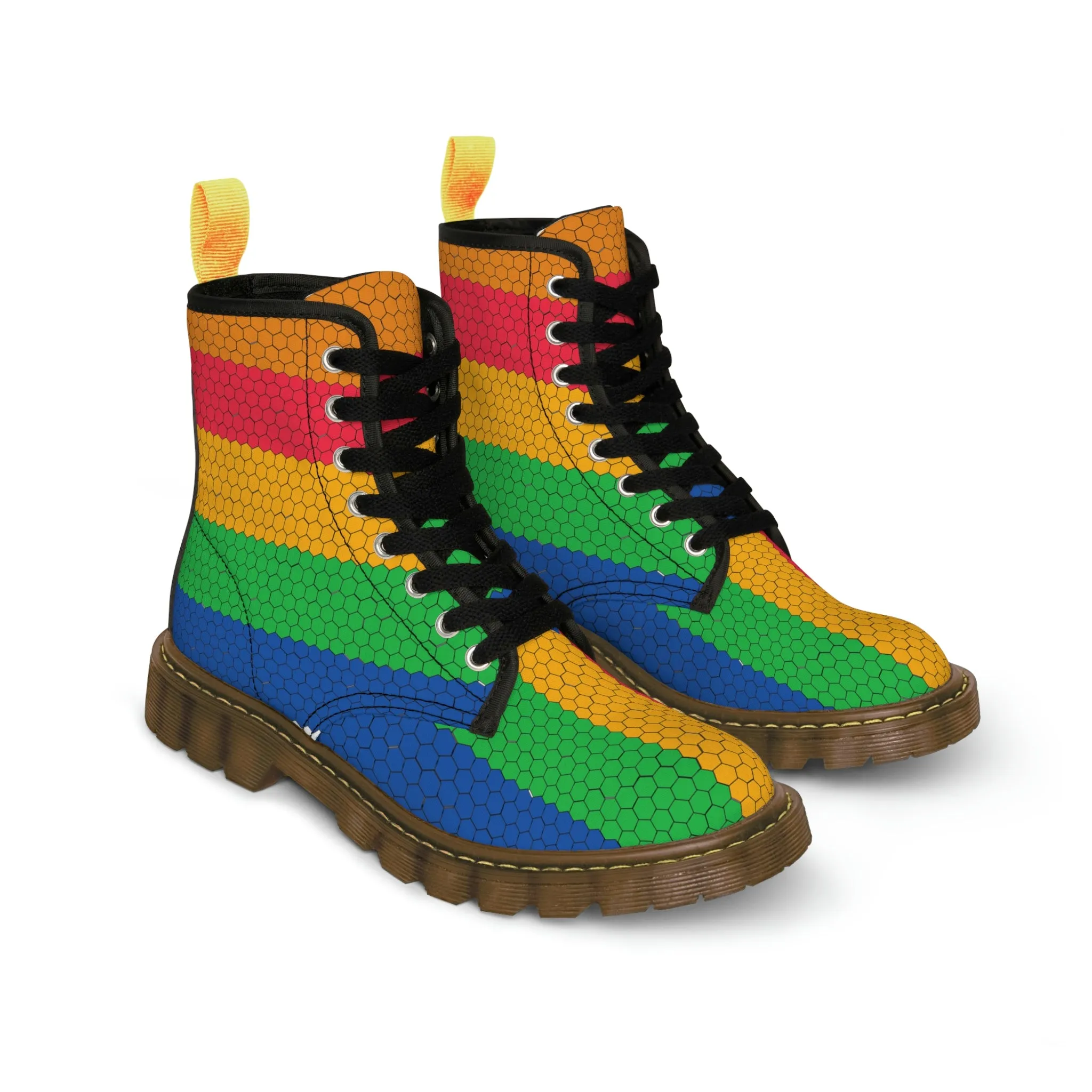 Bubbles LGBTQ Canvas Boots /White /Pride Flag