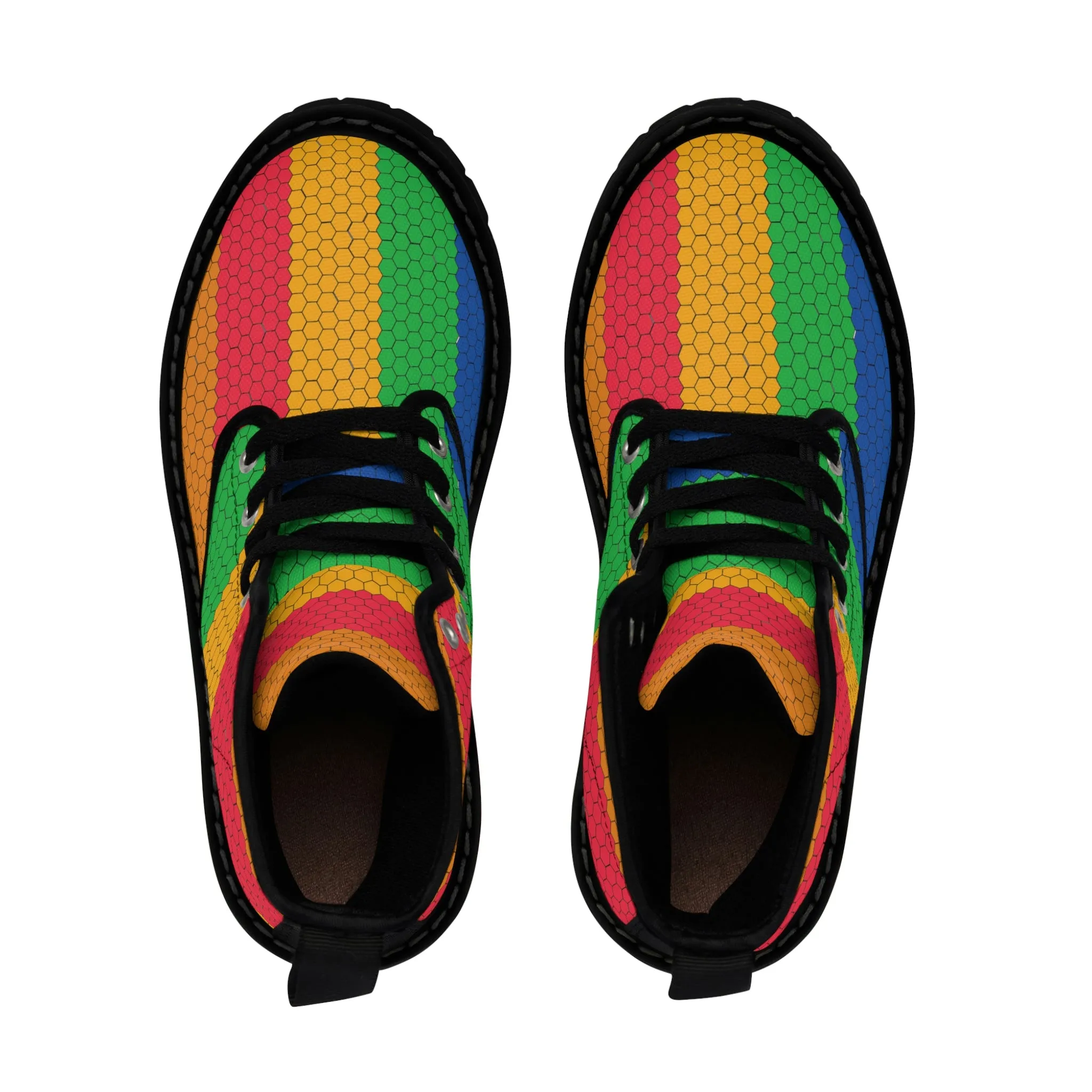 Bubbles LGBTQ Canvas Boots /White /Pride Flag