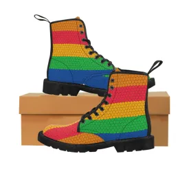 Bubbles LGBTQ Canvas Boots /White /Pride Flag