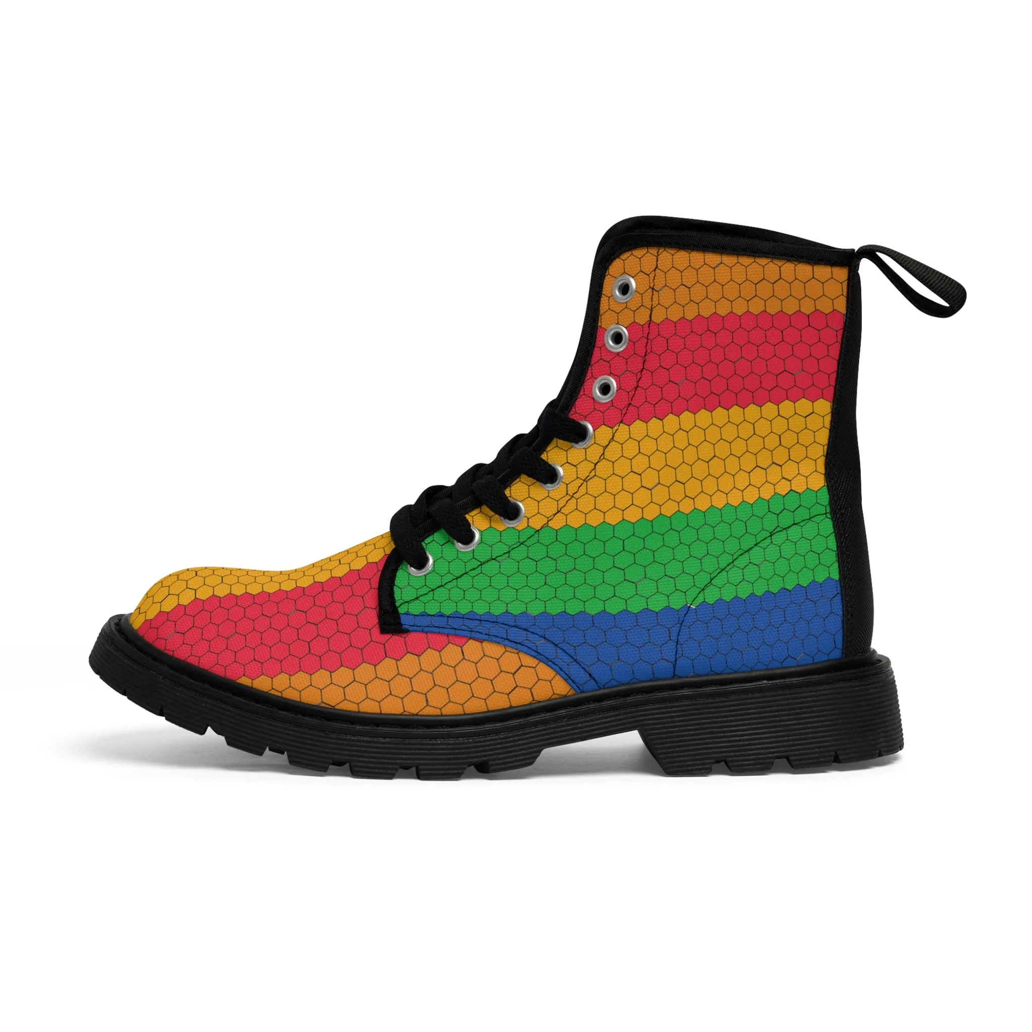 Bubbles LGBTQ Canvas Boots /White /Pride Flag