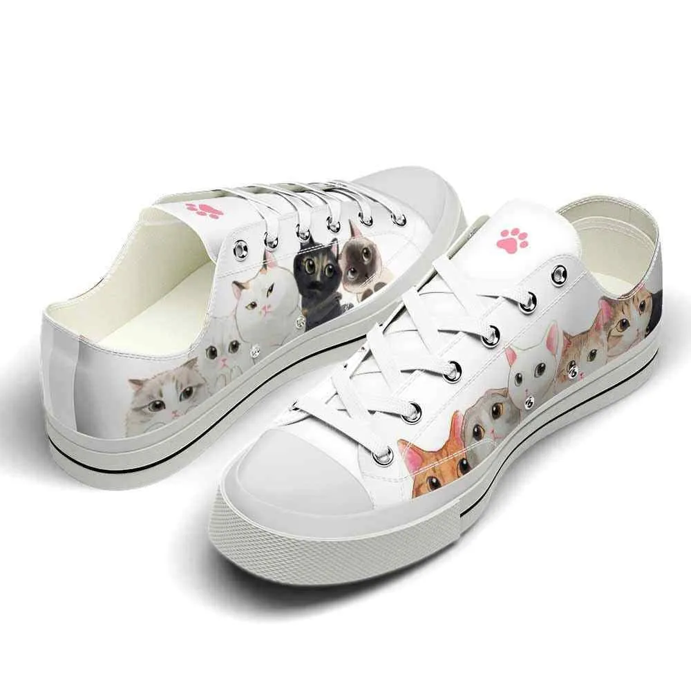 Cat Cute Collection Of Cuteness Low Top Shoes  - Happy International Dog Day Canvas Sneaker, Cat Canvas Shoes