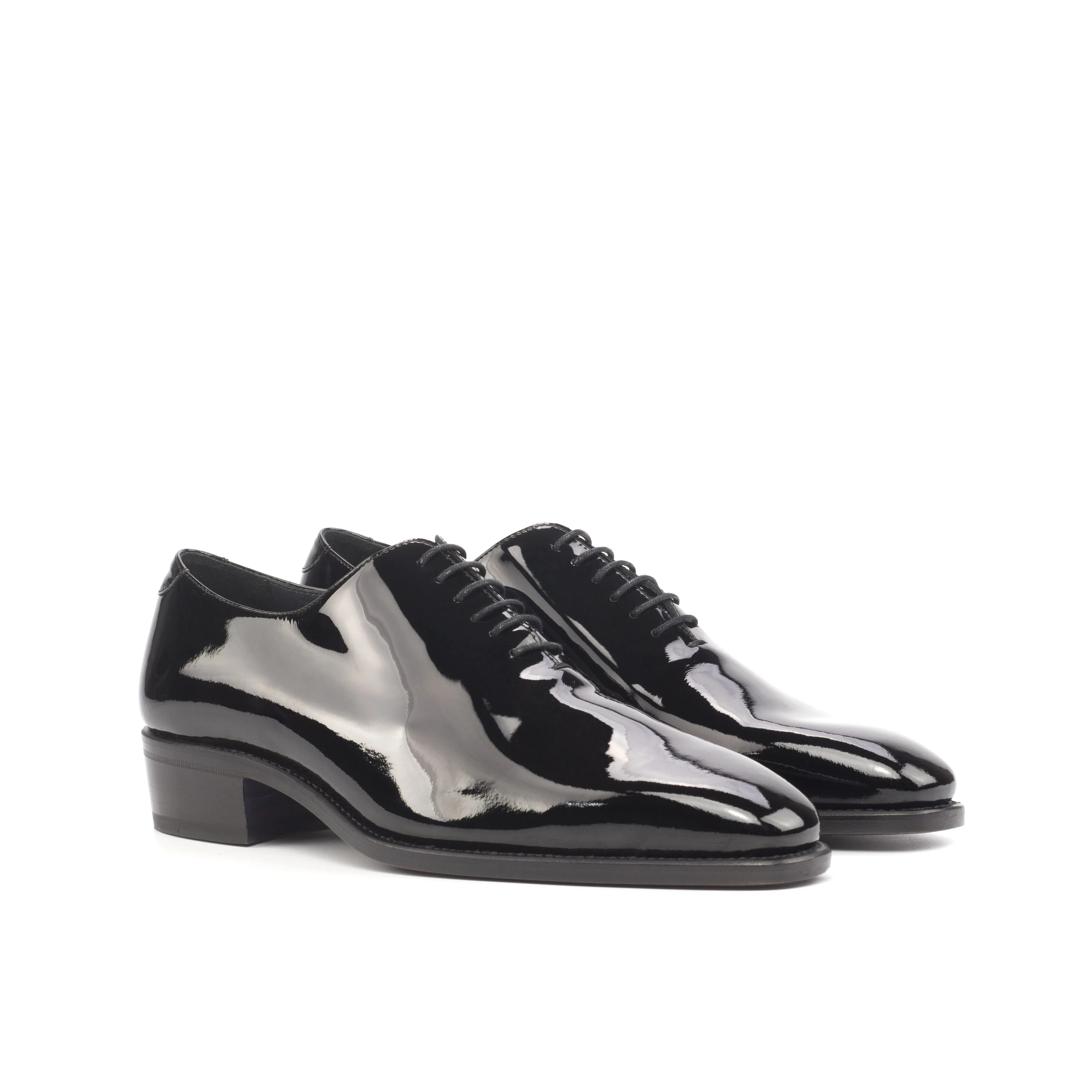 DapperFam Giuliano in Black Men's Italian Patent Leather Whole Cut