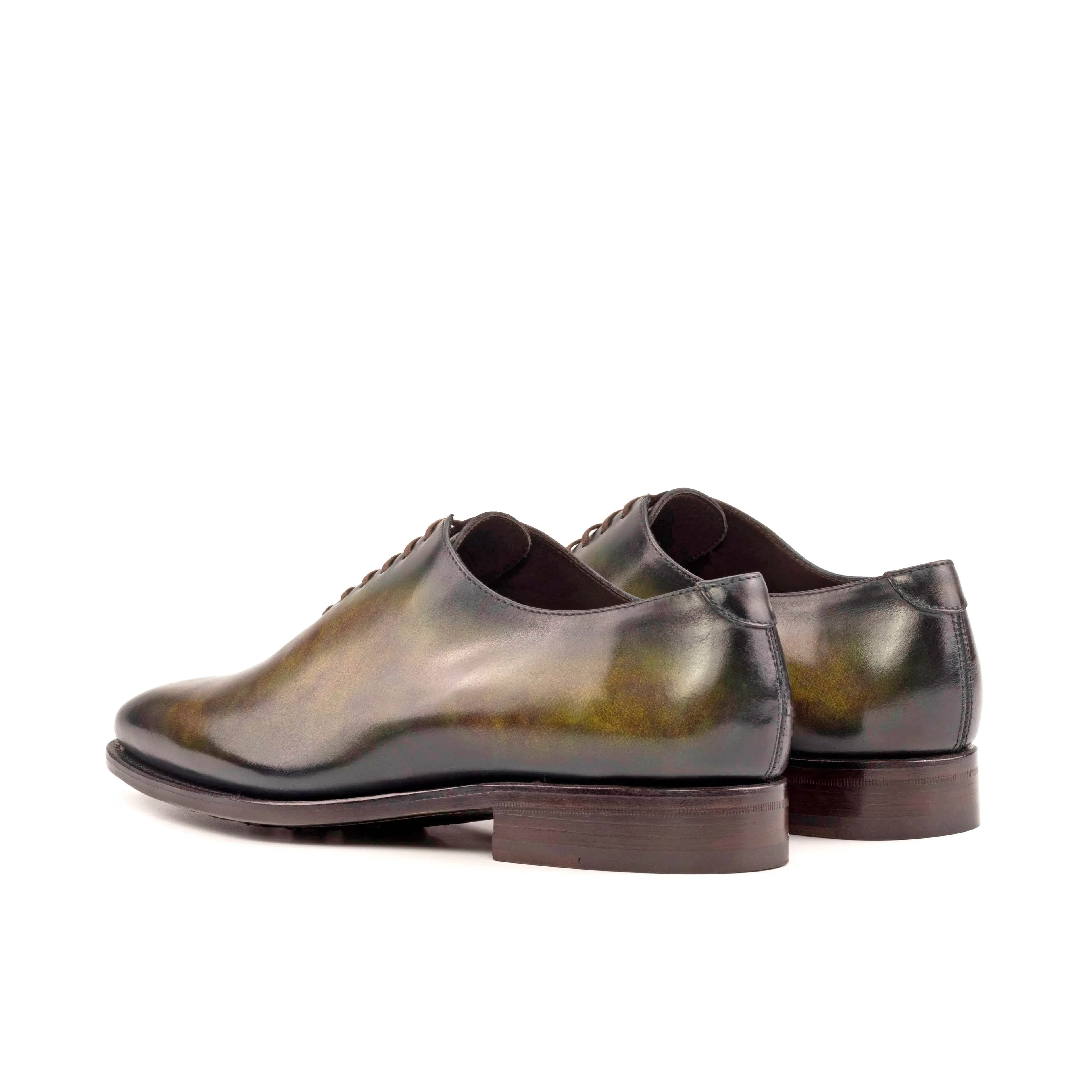 DapperFam Giuliano in Green Men's Hand-Painted Patina Whole Cut