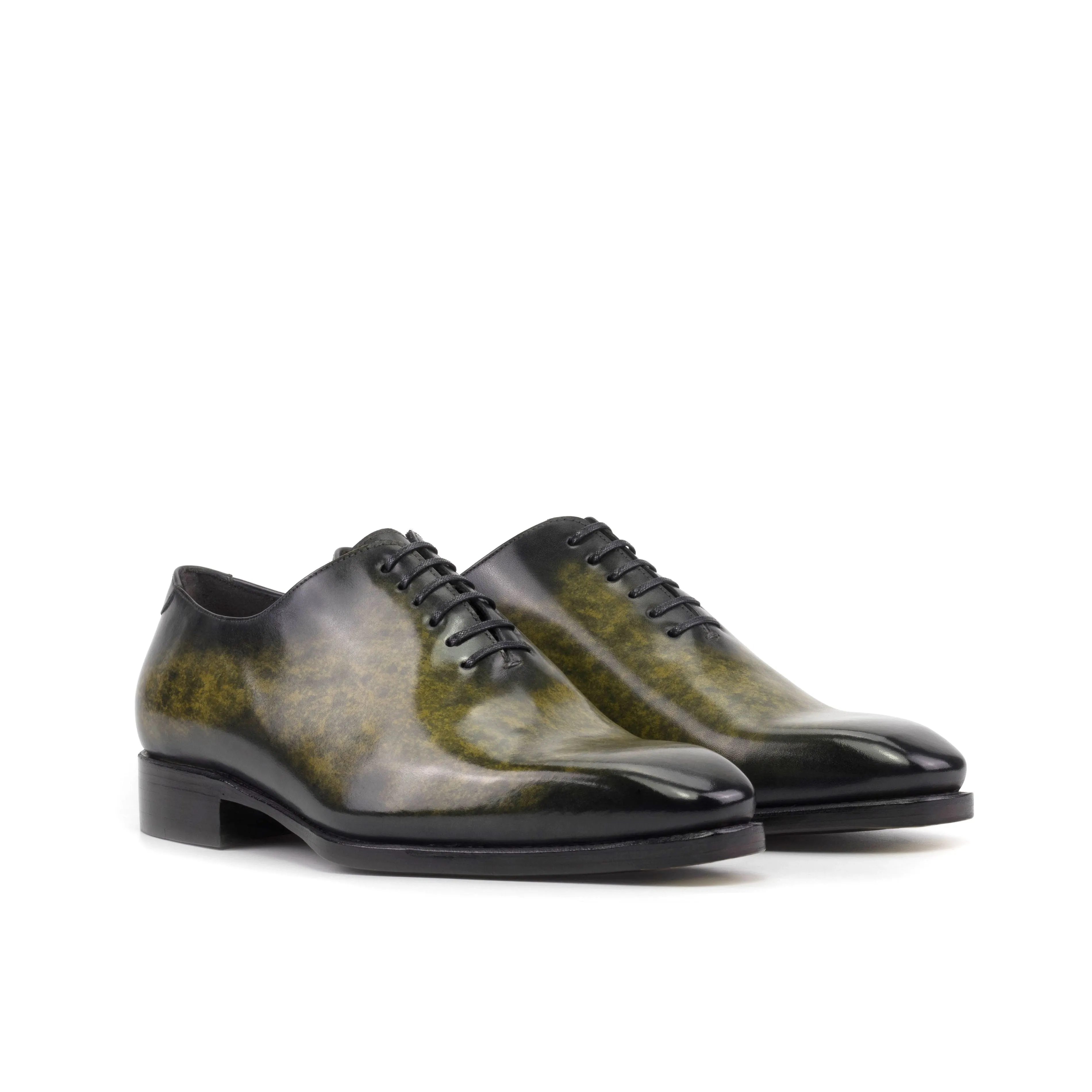 DapperFam Giuliano in Khaki Men's Hand-Painted Patina Whole Cut