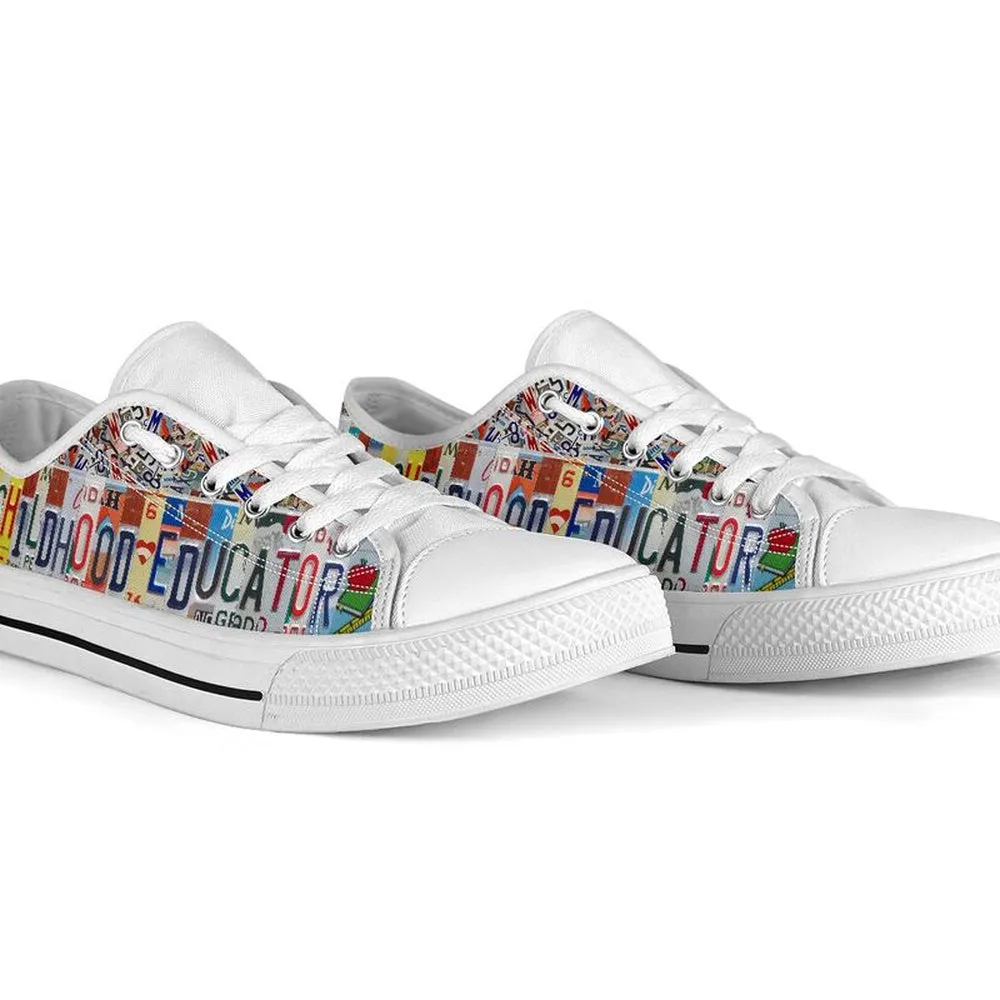 Early Childhood Teacher License Plates Low Top Shoes, Teacher Shoes, Low Top Sneakers