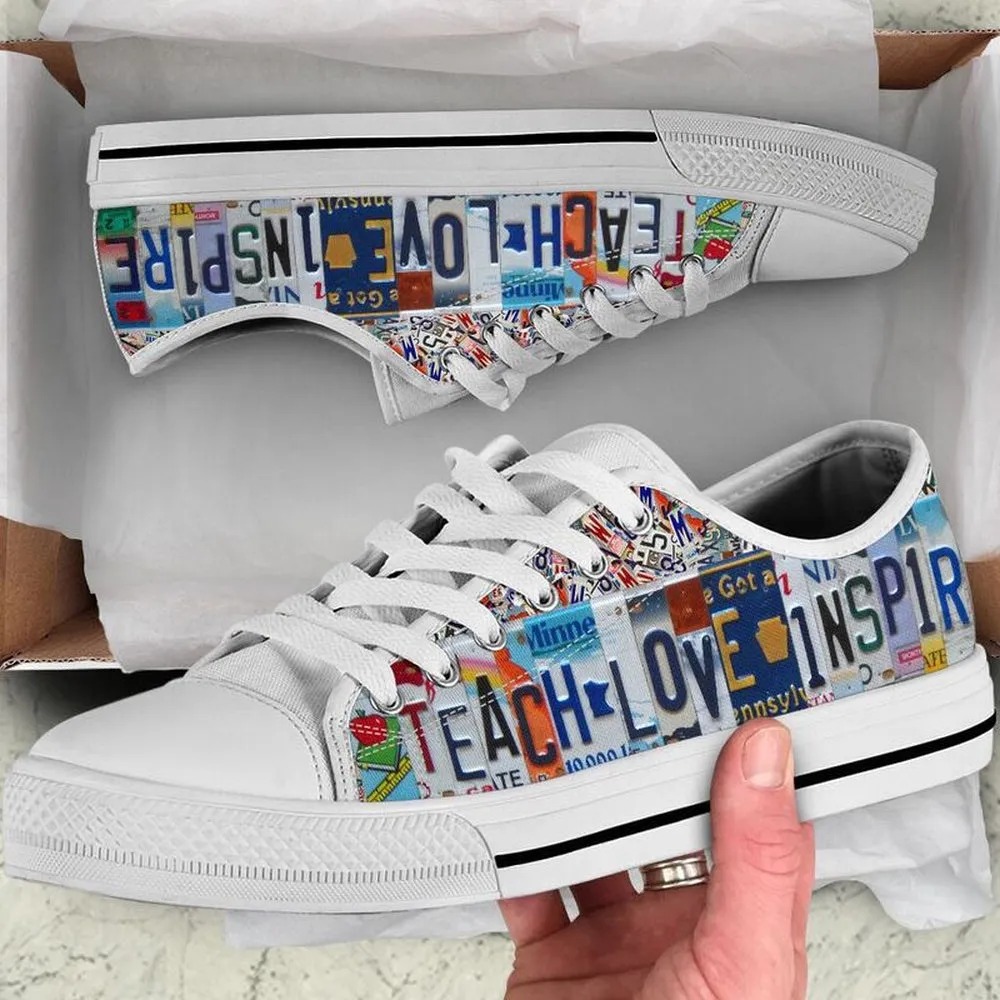 Early Childhood Teacher License Plates Low Top Shoes, Teacher Shoes, Low Top Sneakers