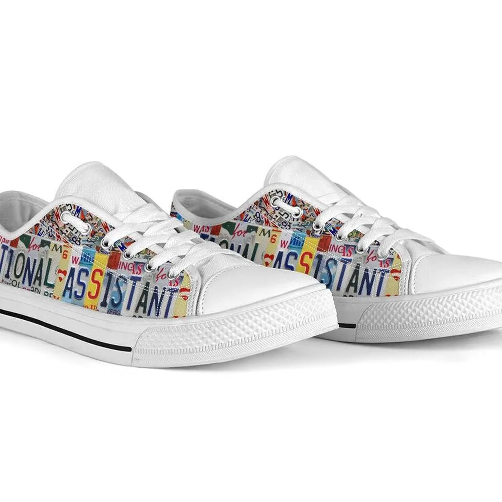 Educational Assistant License Plates Low Top Shoes, Teacher Shoes, Low Top Sneakers