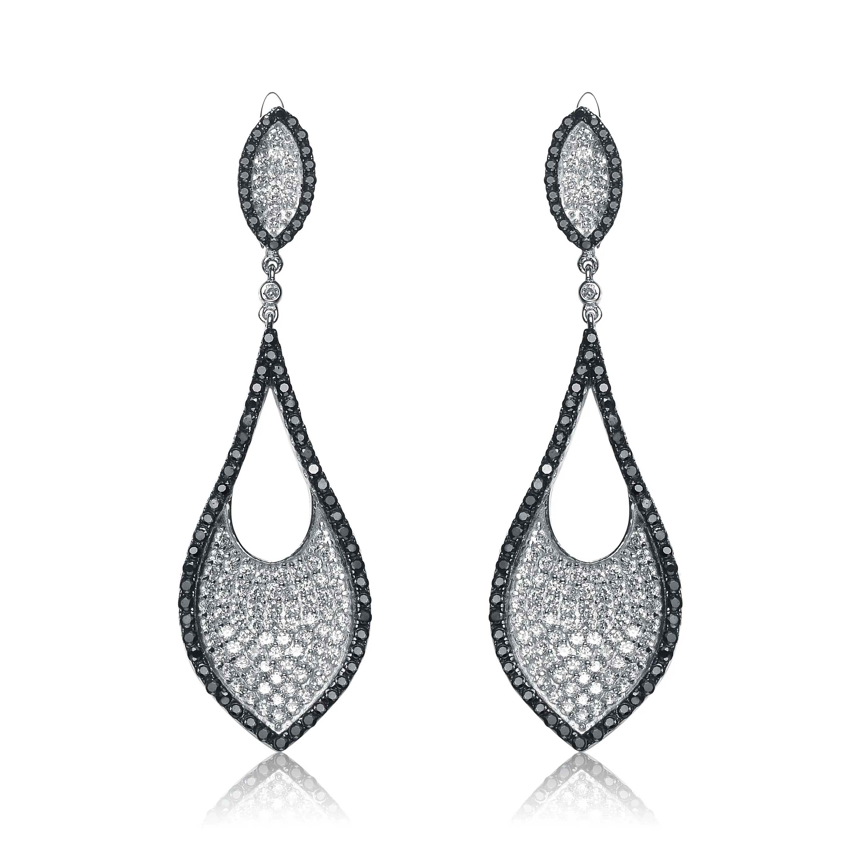 Elise Black And Rhodium Plated Earrings