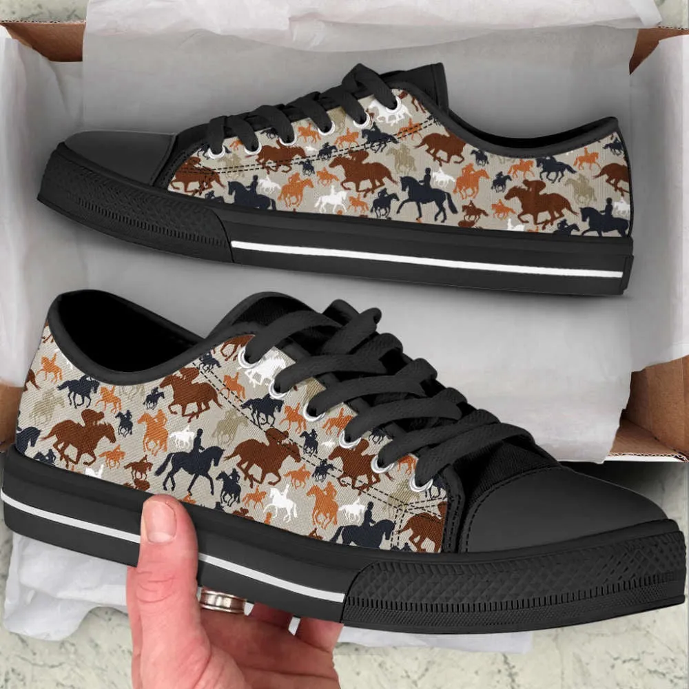 Equestrian Pattern Sk Low Top Canvas Shoes, Low Top Sneaker, Low Top Canvas Shoes