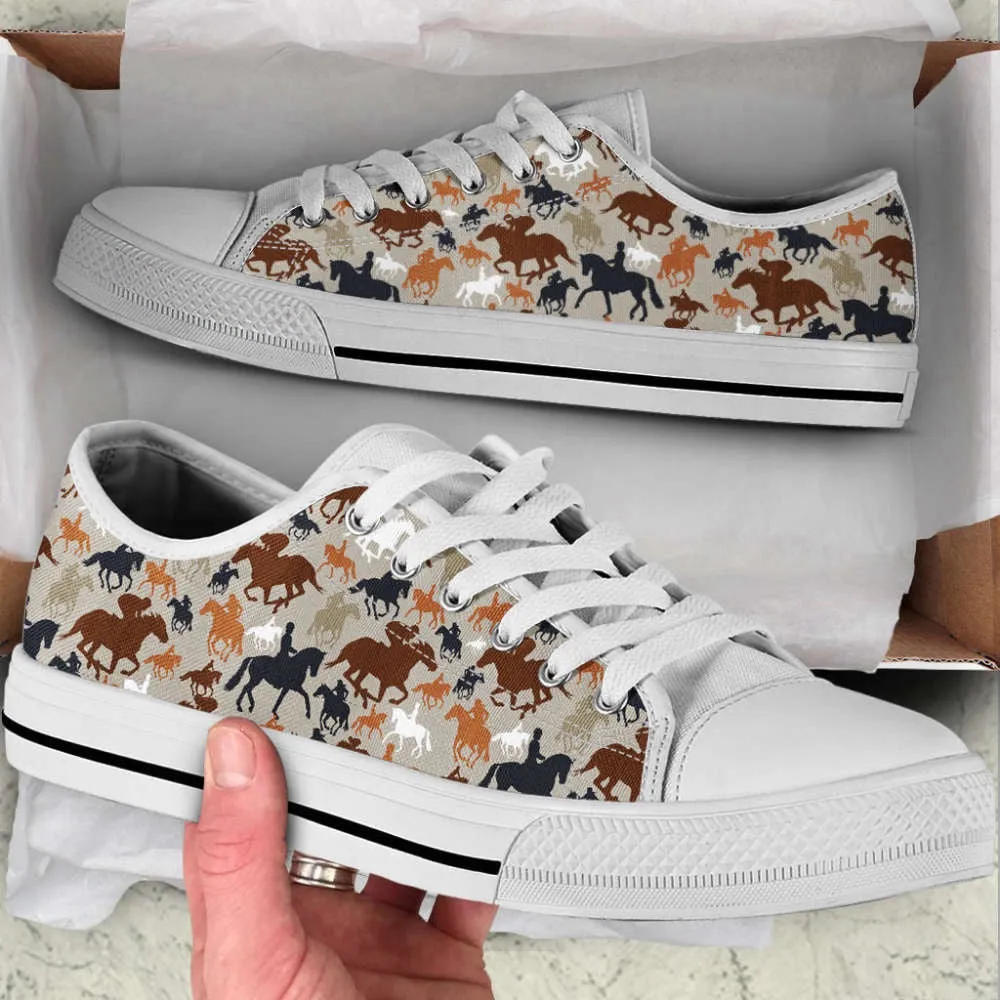 Equestrian Pattern Sk Low Top Canvas Shoes, Low Top Sneaker, Low Top Canvas Shoes