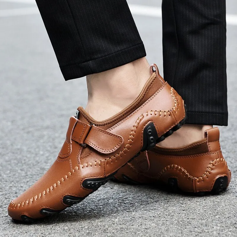 Genuine Leather Men's Shoes Outdoor Men Loafers Luxury Leather Men's Driving Shoes Handmade Breathable Walking Sneakers