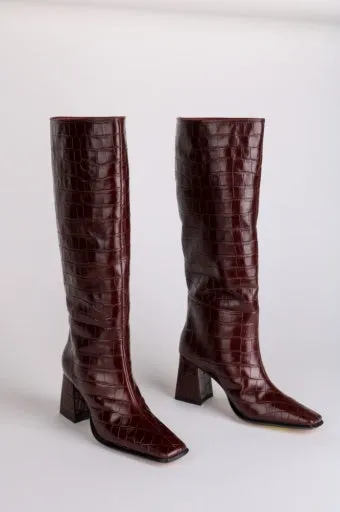 IB TGIF TALL LEATHER EMBOSSED BOOTS