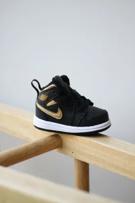 JORDAN 1 MID (TD) "BLACK/METALLIC GOLD"