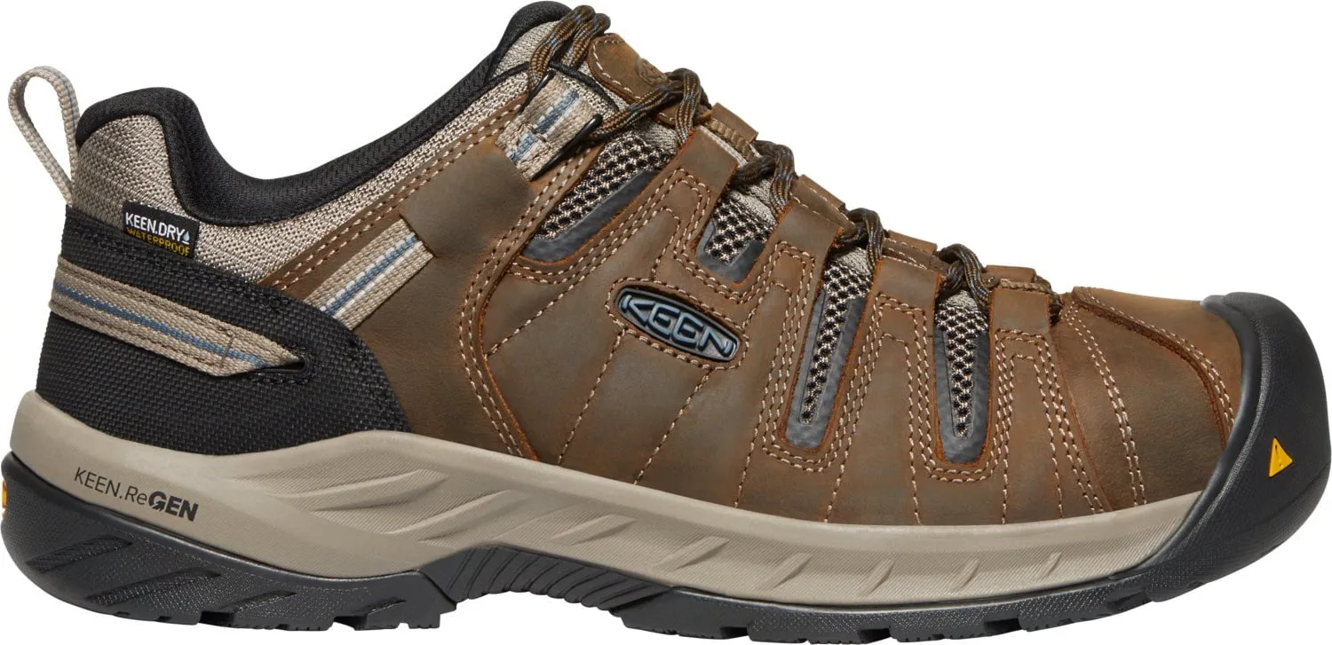 Keen Utility Mens Flint II WP Cascade Brown/Orion Blue Leather Work Shoes