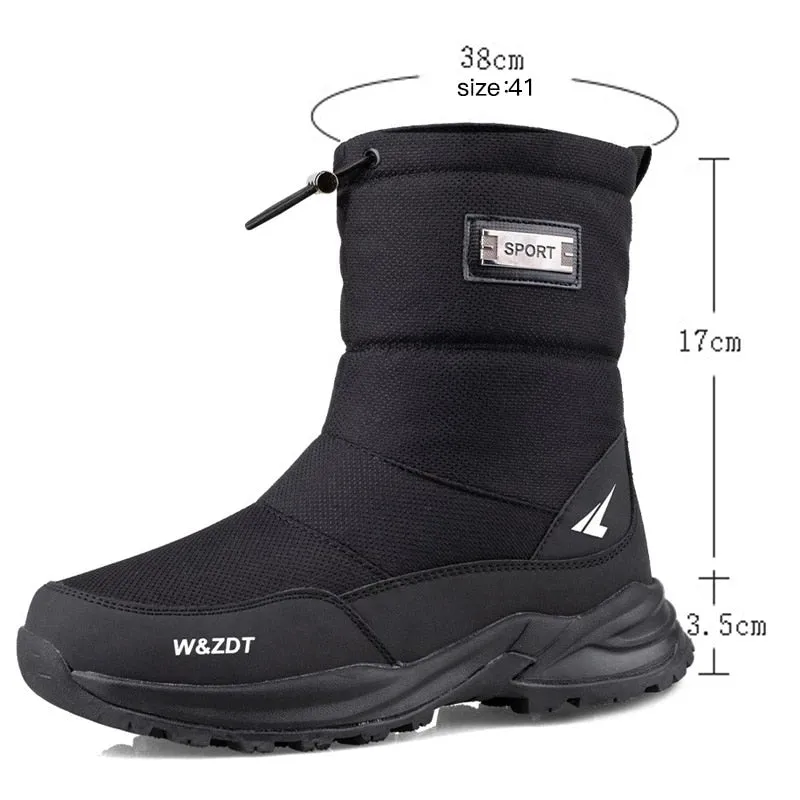 Man Outdoor Waterproof Snow Boots Zip Non-slip Cotton Plus Velvet Shoes Men - MSWRB50417