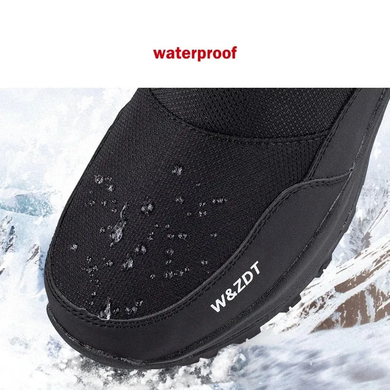 Man Outdoor Waterproof Snow Boots Zip Non-slip Cotton Plus Velvet Shoes Men - MSWRB50417