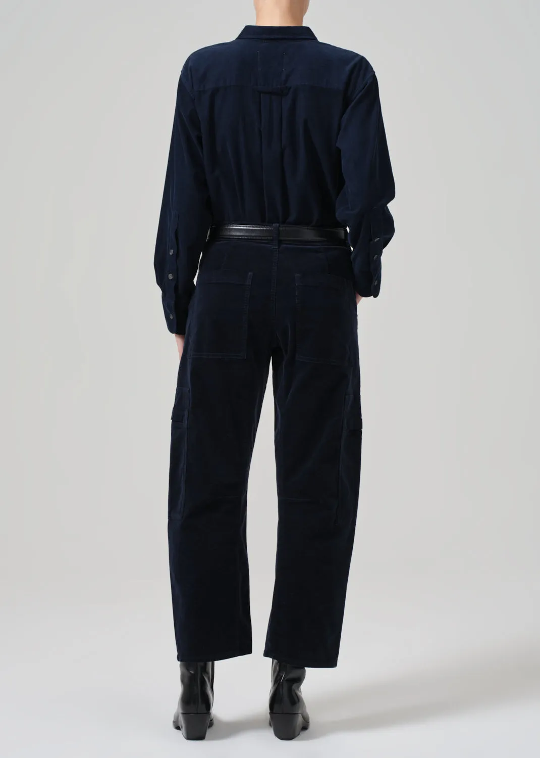 Marcelle Low Slung Easy Cargo Corduroy in Navy