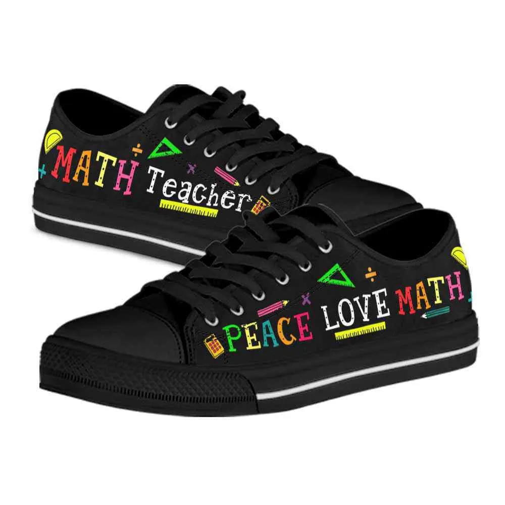 Math Teacher Peace Love Math Low Top Shoes, Teacher Shoes, Low Top Sneakers