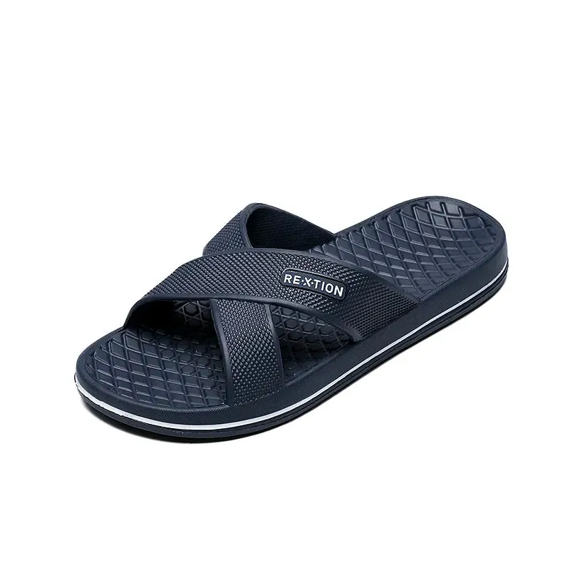 Men Summer Slippers Basic Beach Outdoor Round Toe Fashion Anti Slip Black Big Size Slippers - MSL50267