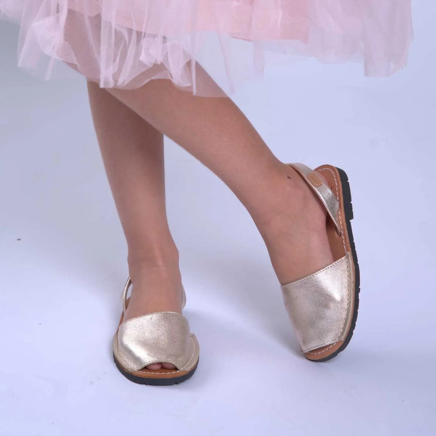 Metallic Leather Sandals For Kids - Iker 1097 Metallic