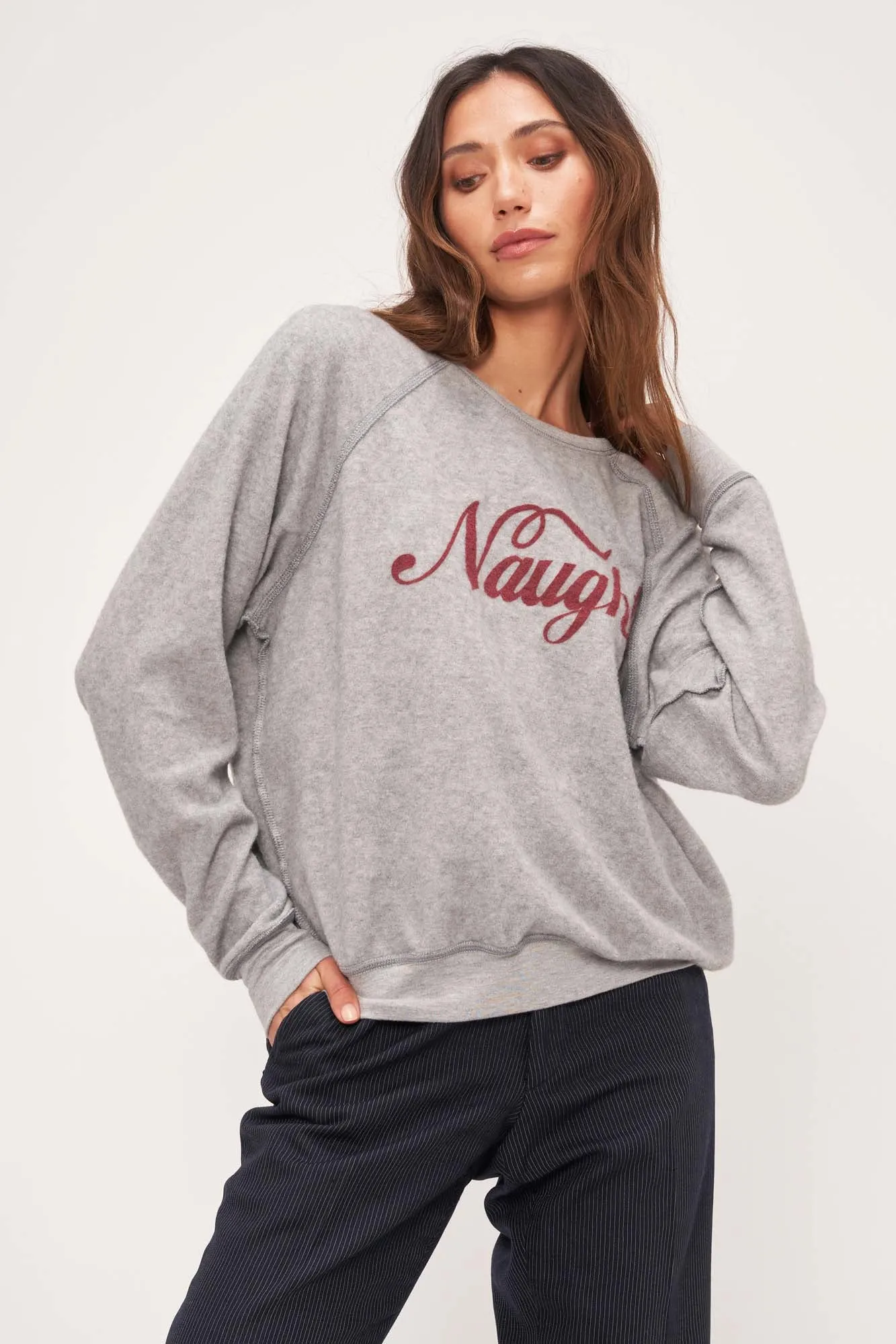 Naughty/Nice Reversible Sweatshirt - Heather Grey