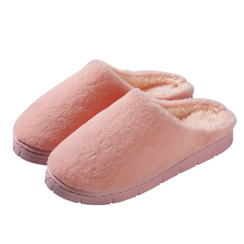 New cotton slippers for women style home couple anti-slip cotton slippers winter indoor home warm rabbit fur floor stall slippers