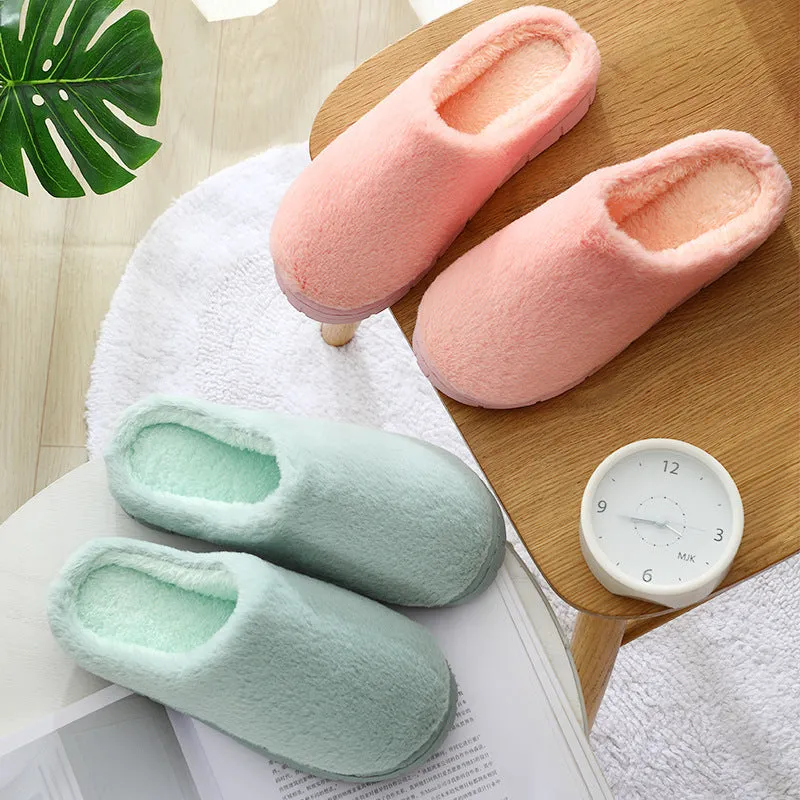 New cotton slippers for women style home couple anti-slip cotton slippers winter indoor home warm rabbit fur floor stall slippers