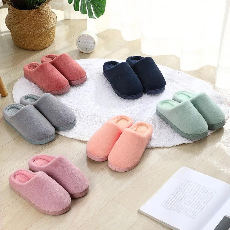 New cotton slippers for women style home couple anti-slip cotton slippers winter indoor home warm rabbit fur floor stall slippers