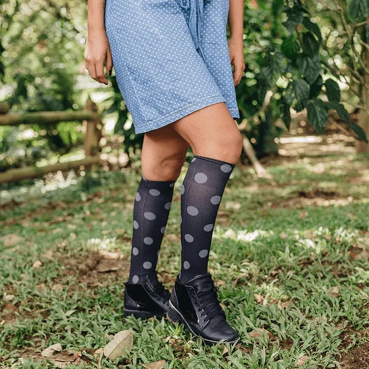 Polka Dot Smoke Women's Knee Highs Trouser/Boot Socks