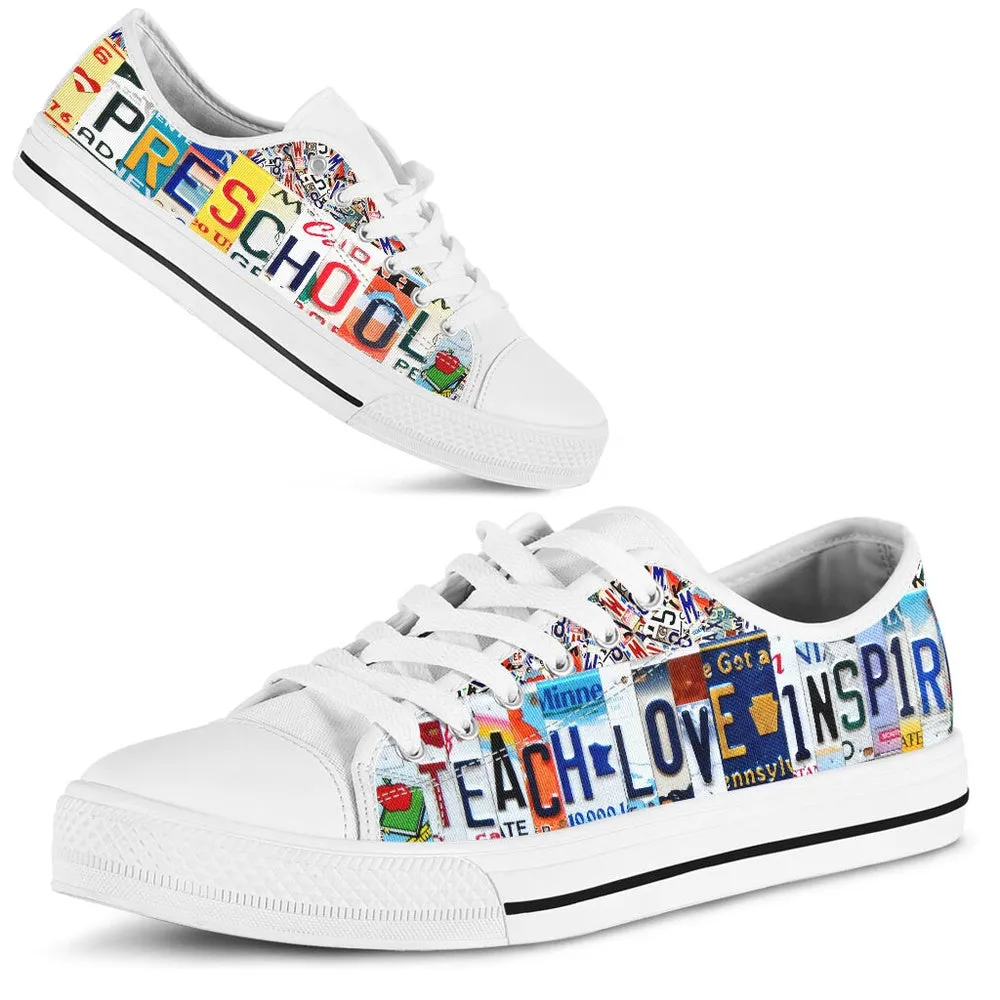 Preschool Inspire License Plates Low Top Shoes, Teacher Shoes, Low Top Sneakers