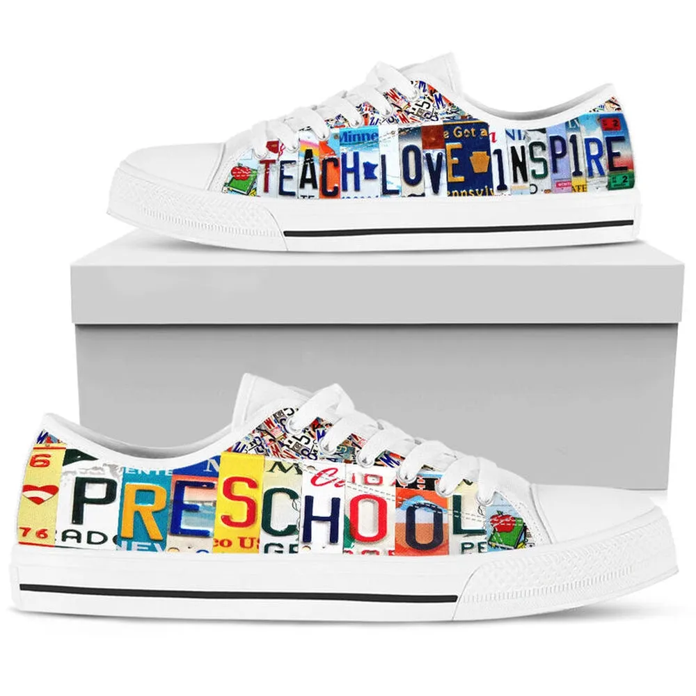 Preschool Inspire License Plates Low Top Shoes, Teacher Shoes, Low Top Sneakers