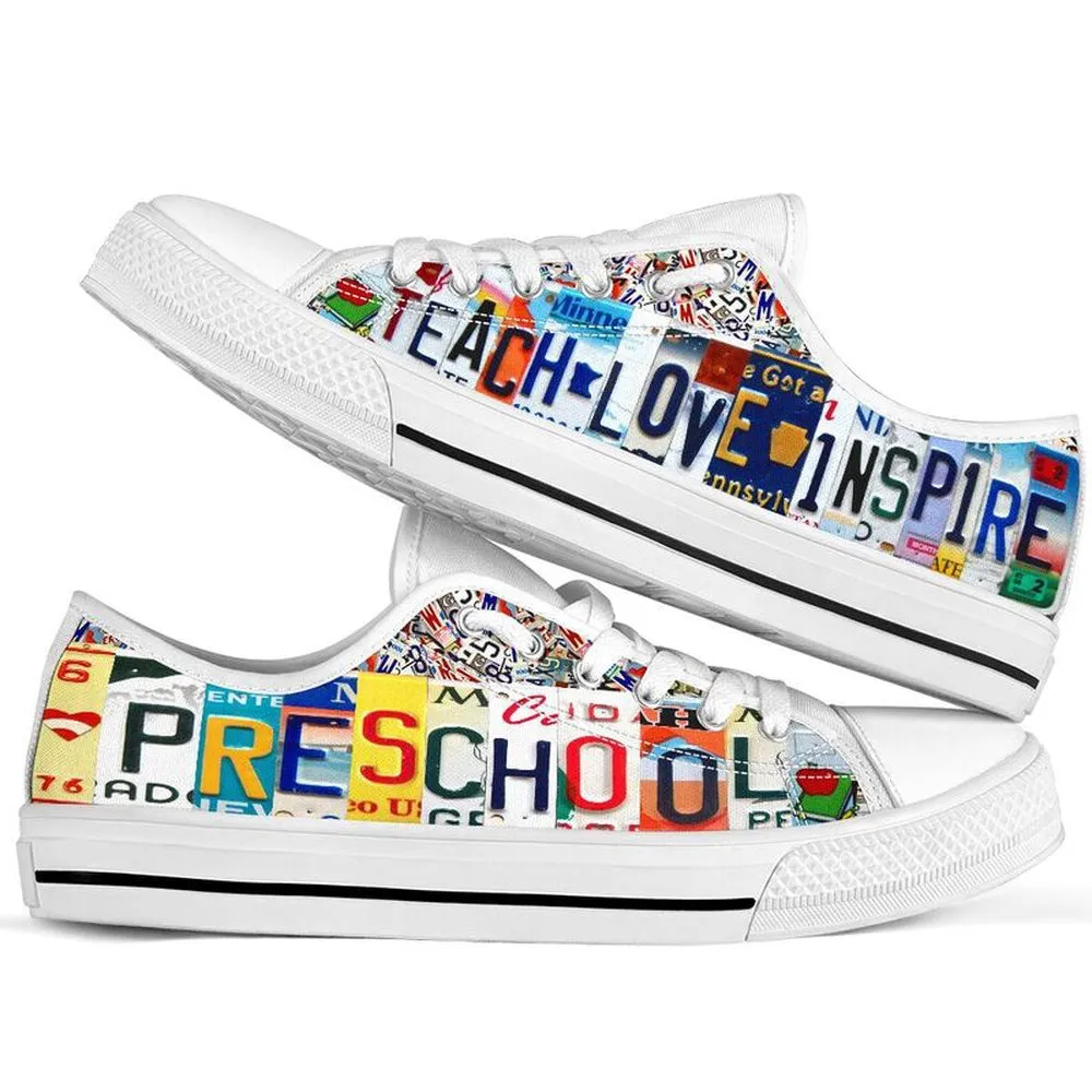 Preschool Inspire License Plates Low Top Shoes, Teacher Shoes, Low Top Sneakers