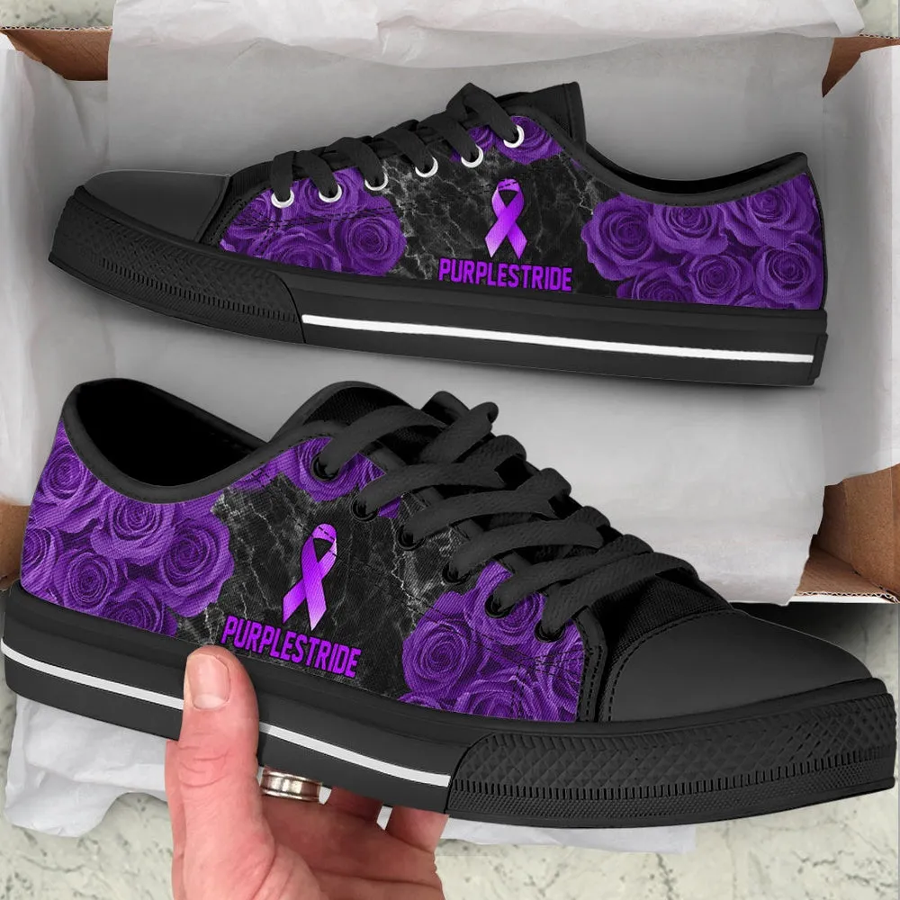 Purplestride Shoes Rose Flower Low Top Shoes, Best Canvas Shoes, Low Top Sneaker