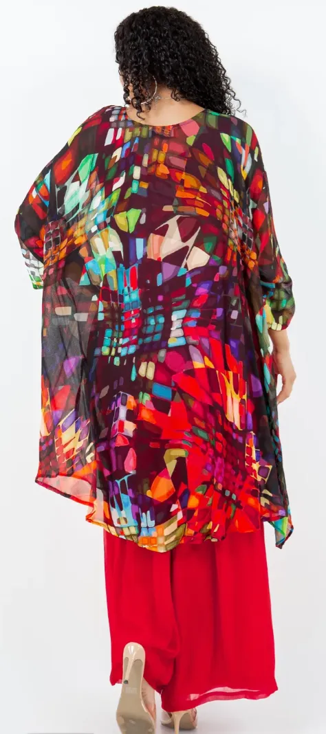 Radiant Me!  Mosaic hi-low Tunic Top Boho Hippie Chic Resort Wear Sml-10X