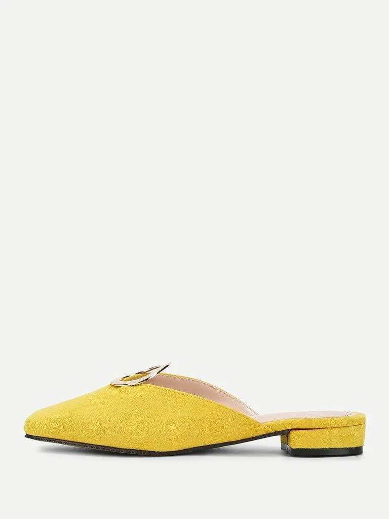 Ring Front Square Toe Suede Flats