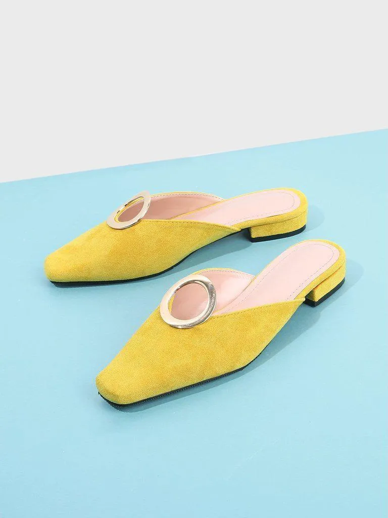 Ring Front Square Toe Suede Flats