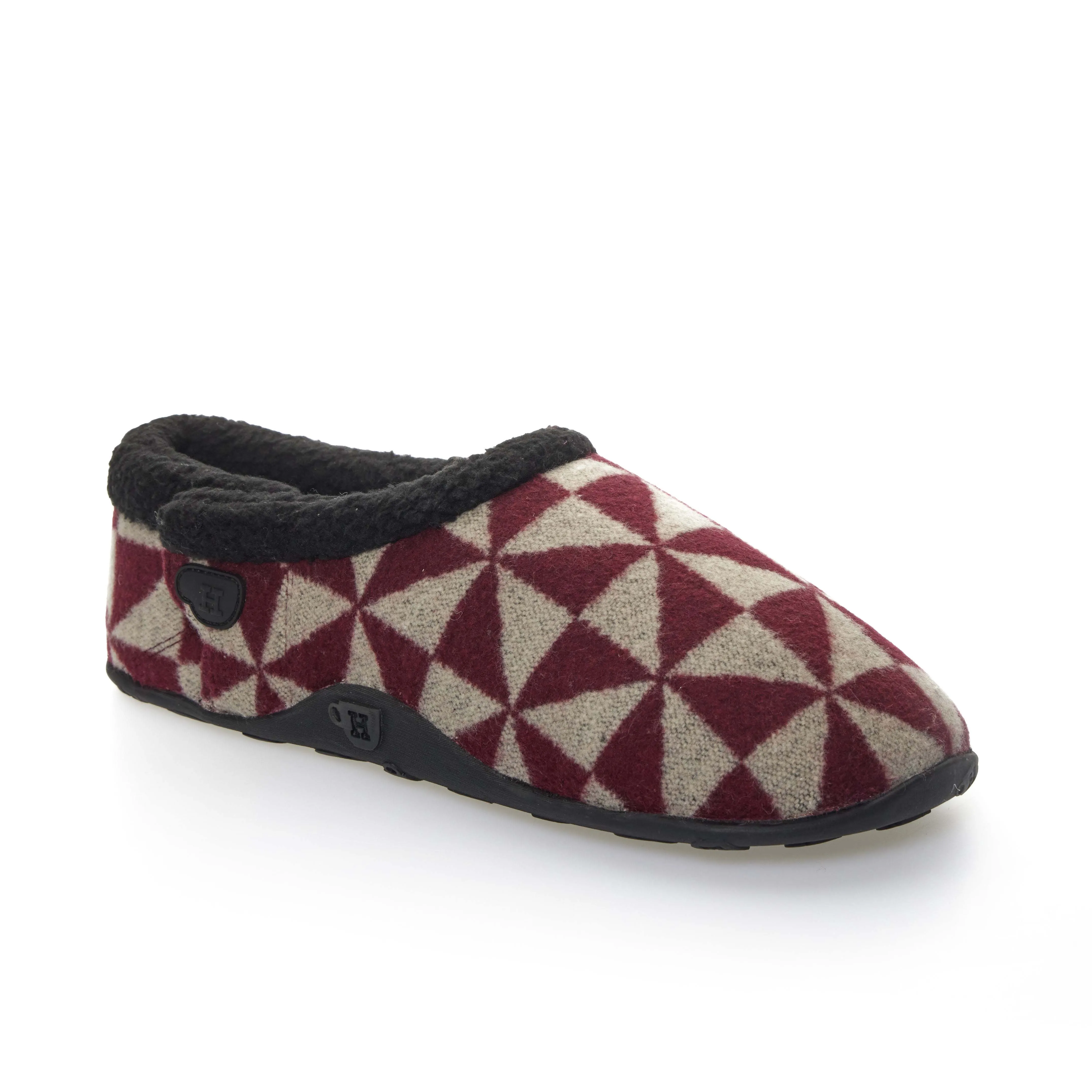 Ronnie - Burgundy Beige Geometric Patterned Men's Slippers