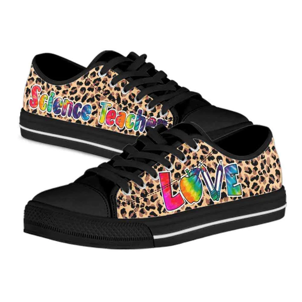 Science Teacher Leopard Love Low Top Shoes, Teacher Shoes, Low Top Sneakers