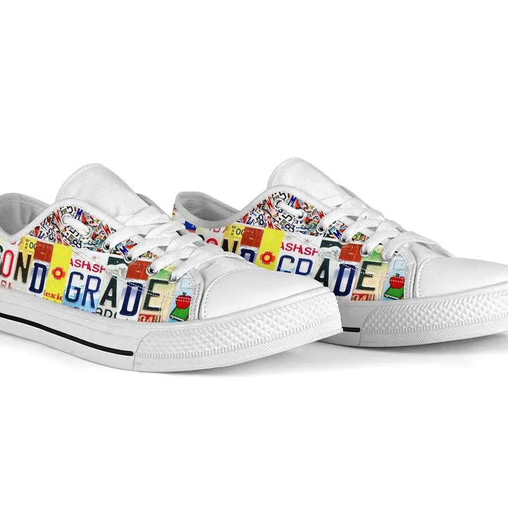 Second Grade Inspire License Plates Low Top Shoes, Teacher Shoes, Low Top Sneakers